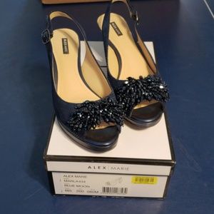 Alex Marie pom pom kitten heel sling backs 7.5